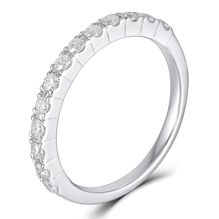 Rings Luxus Moissanite Rings Jewelry Platinum Plated Silver Moissanite Anniversary Band 04ct Total