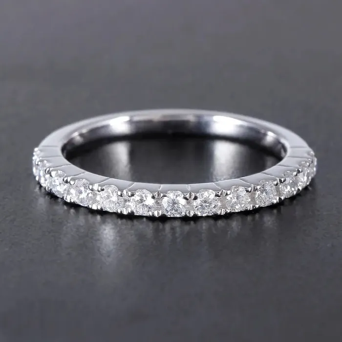 Rings Luxus Moissanite Rings Jewelry Platinum Plated Silver Moissanite Anniversary Band 04ct Total