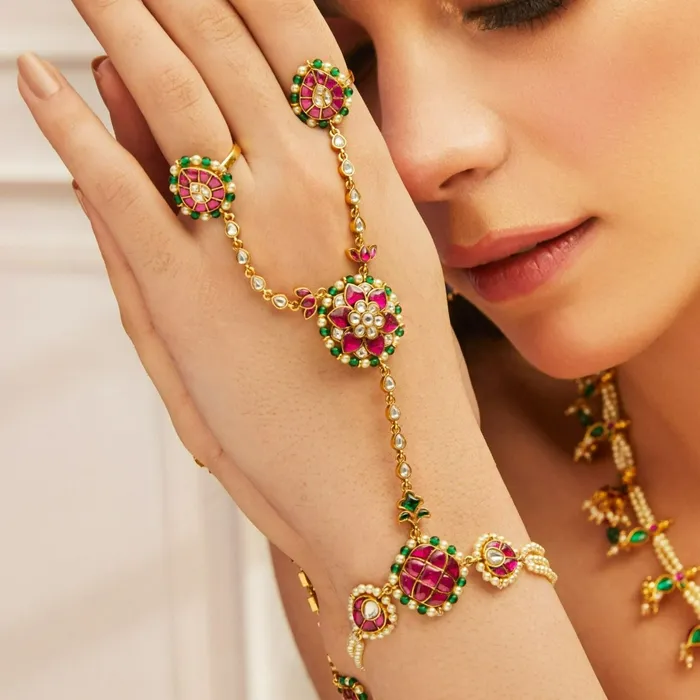 Rings SILVER Heritage Floral Jadau Silver Haath Phool