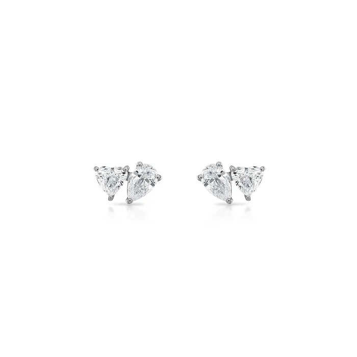 SG Fine Earrings Mini PearHeart Two Stone Earring