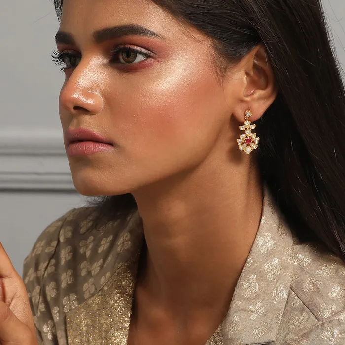 Shashi Gold Plated Jadau Silver Earrings SILVER Earrings