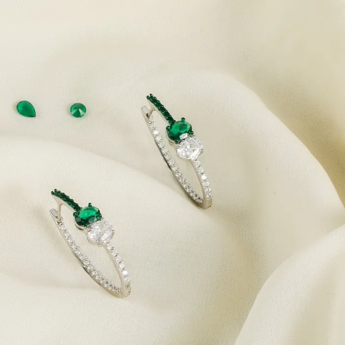 SILVER Earrings Emeraude Glam Silver Hoop Earrings