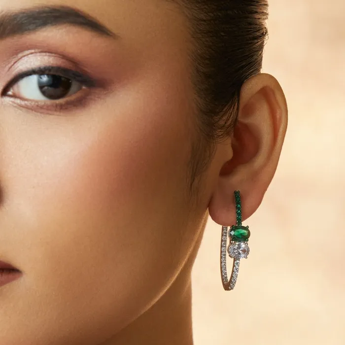 SILVER Earrings Emeraude Glam Silver Hoop Earrings