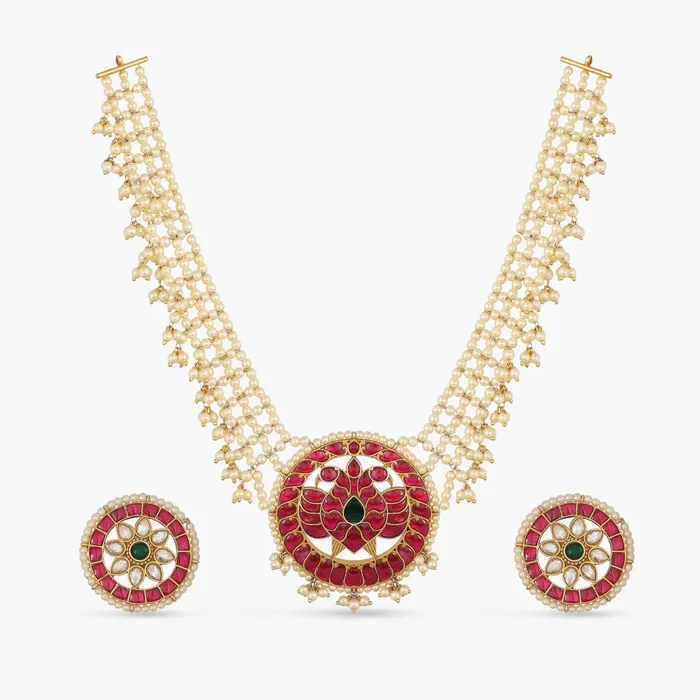 SILVER Necklaces Aasma Kempu Jadau Silver Necklace Set