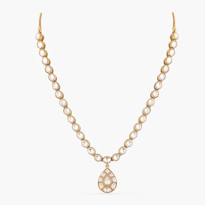 SILVER Necklaces Dogri Moissanite Gold Plated Silver Necklace