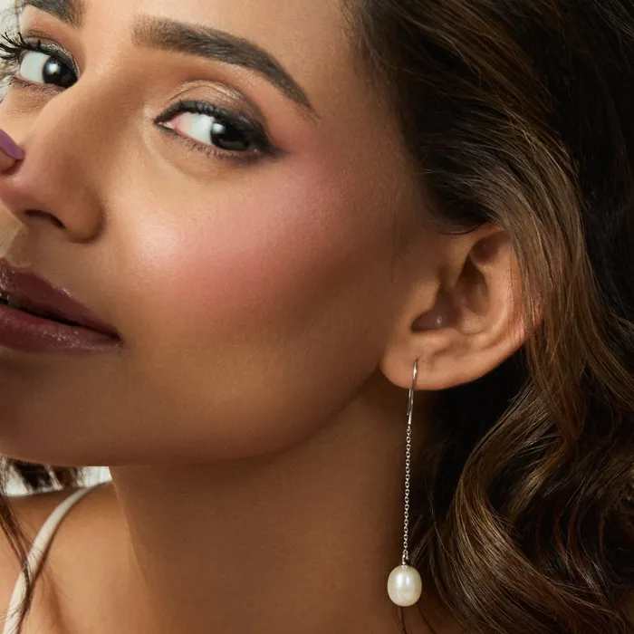 Solitaire Pearl Drop Earrings SILVER Earrings
